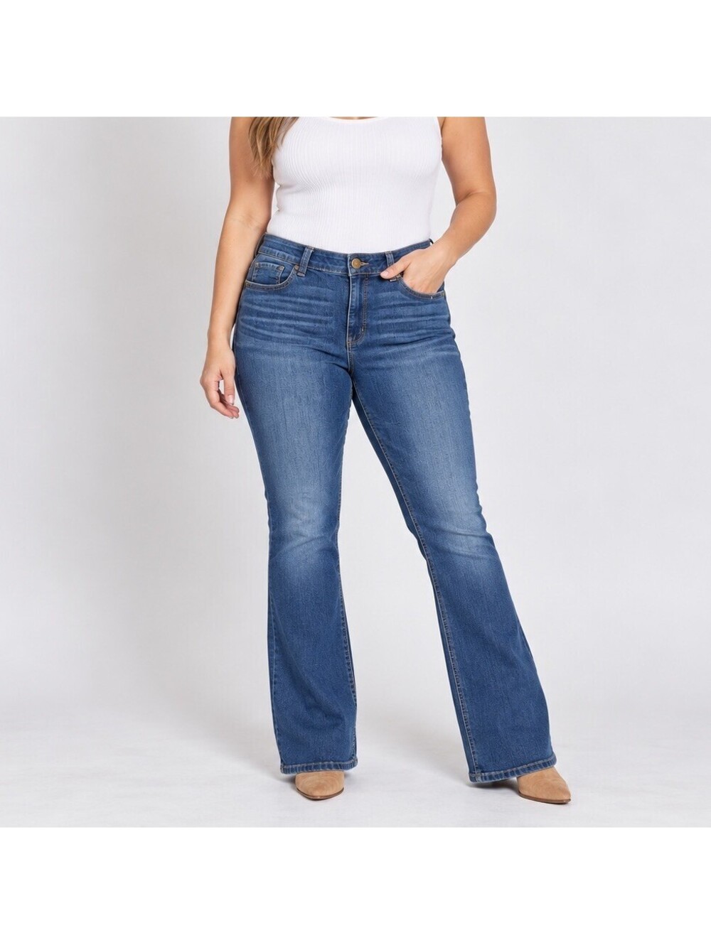 Democracy Jeans Womens 16 Blue Ab solution Bootcut Dark Wash Stretch Denim Boho